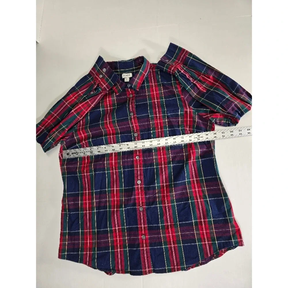 J. Crew Men's Large Plaid Button Down Shirt Long Sleeve Red Green Blue‎ Casual